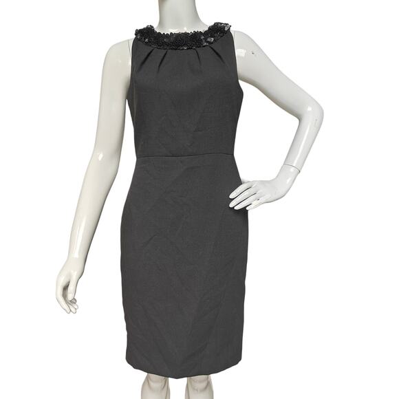 Talbots Petites 4P Black Embellished Neck Sheath Dress, Lined Cocktail - Picture 1 of 4